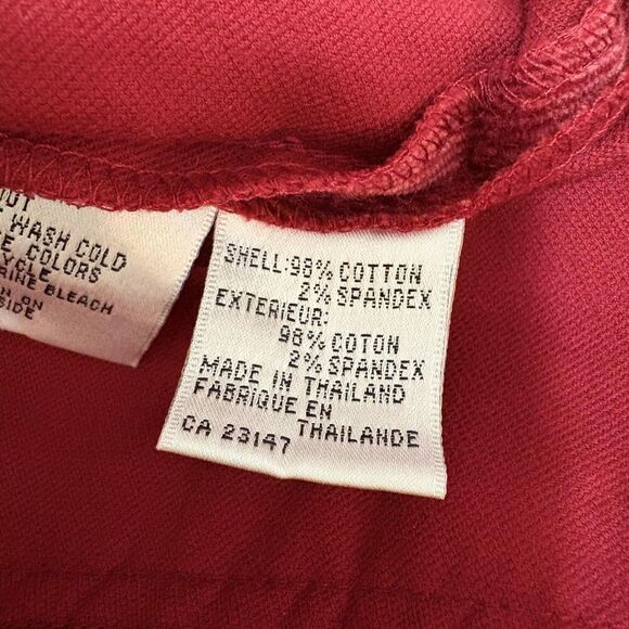 Talbots Jacket Womens Petite Medium Red Corduroy Stretch Zip Front Mock Neck - Picture 8 of 8